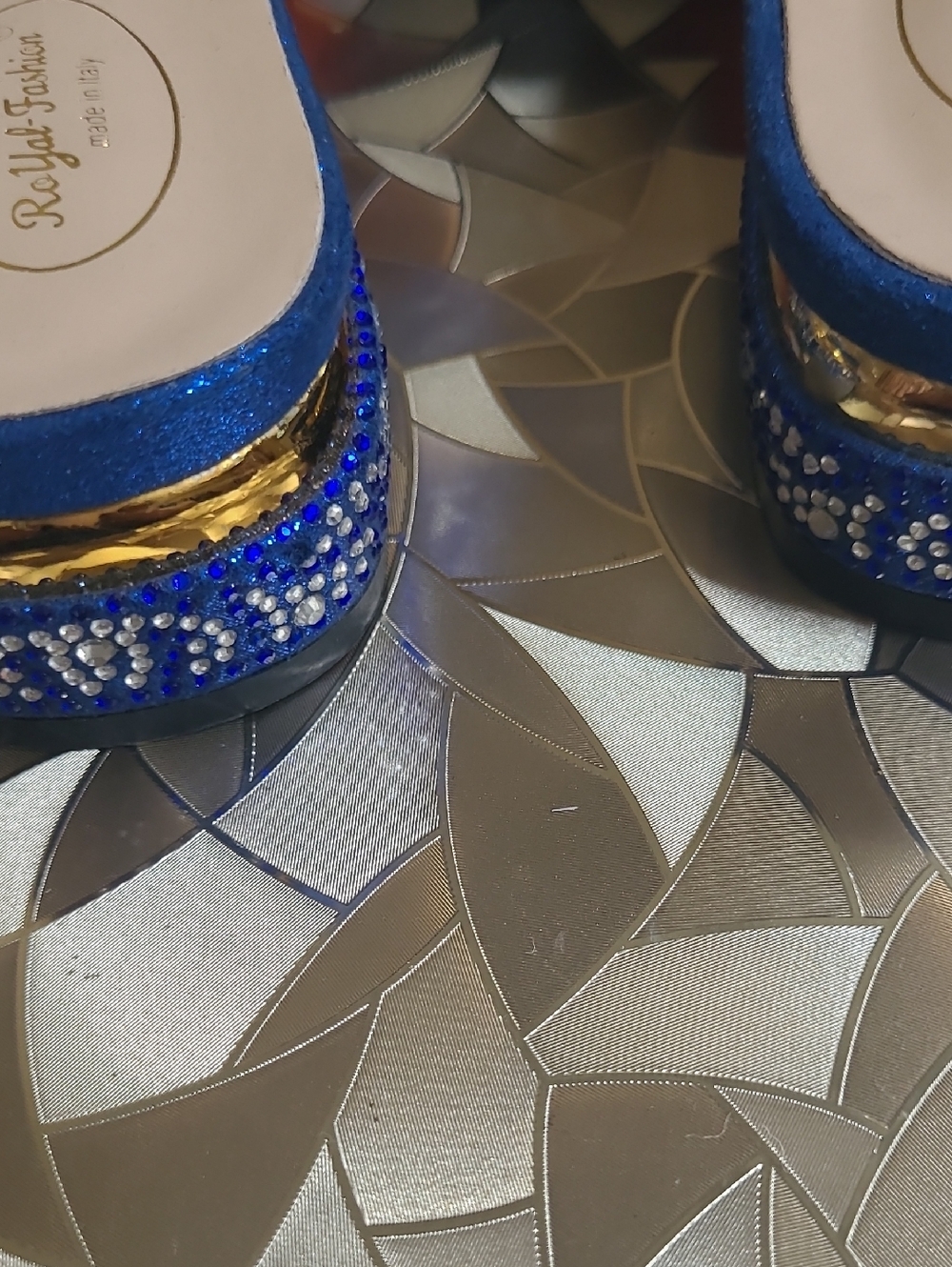 New Royal Blue Embellished Slide Sandals by - Picture 6 of 7